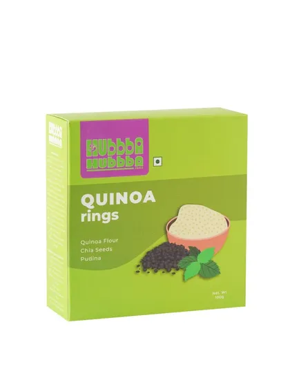 E-commerce photography for Quinoa Rings. The white background and direct lighting make the product information clear and easy to read.