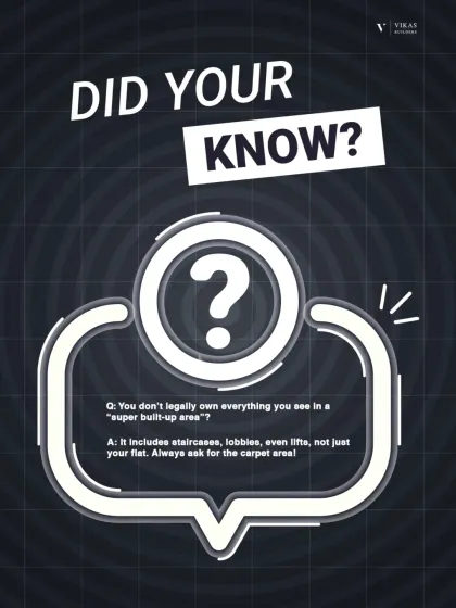 Did you know you don't legally own everything in a 'super built-up area'? It often includes common spaces like staircases and lobbies. Always ask for the carpet area to know your true living space.