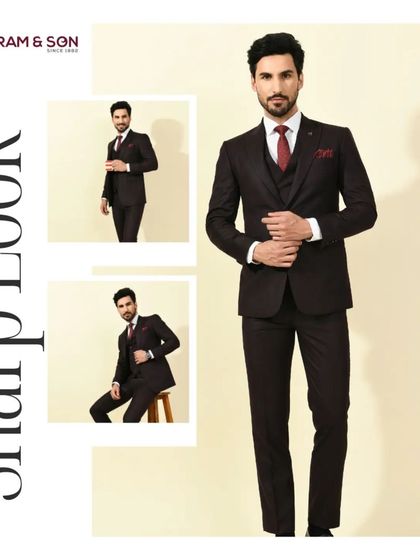 Ready to own the spotlight? This sharp three-piece suit in a deep maroon exudes timeless charm and effortless elegance.