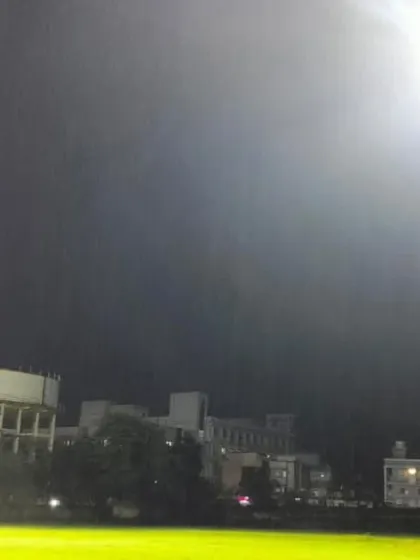 Another angle of the floodlit ground, showcasing the excellent visibility for night-time practice and matches.