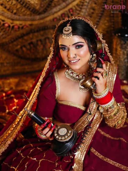 A playful and engaging shot that adds personality to a bridal portfolio, showing the bride's happy and confident side.