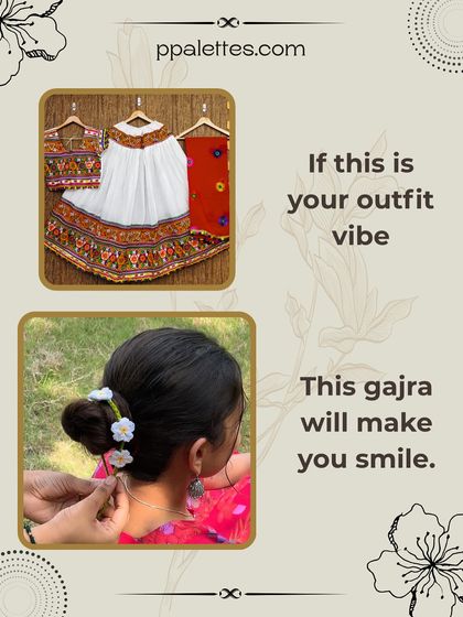 Our white floral crochet gajra beautifully complements a traditional white and red embroidered lehenga, making your festive vibe smile.