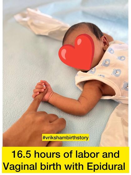 A precious newborn after a 16.5-hour labor and vaginal birth with an epidural. Every birth story is unique and beautiful.