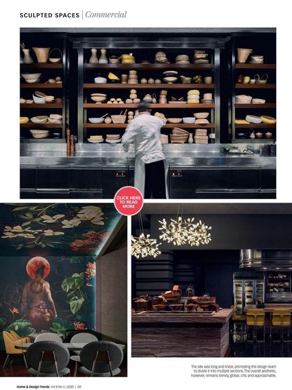 The magazine feature on 'Rika' captured the project's key elements, including the open kitchen and the dramatic, custom-illustrated wallpaper that wraps the dining room.