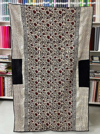 Another view of the same saree quilt, showing how we can combine different parts of the saree to create a cohesive piece.