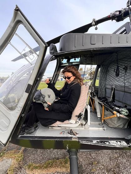 Taking a moment in the cockpit of a helicopter used for filming. Getting to interact with these amazing machines is one of the unique perks of working on an action movie.