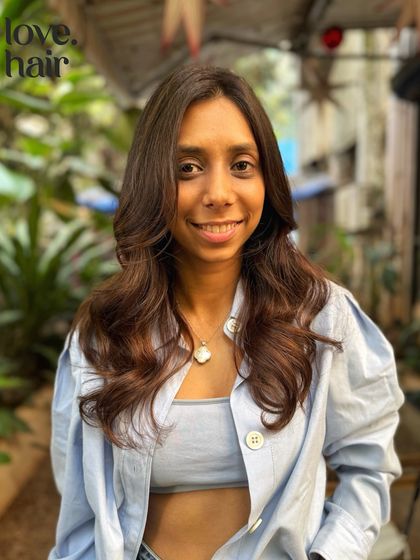 The happy client reveal of her 'mocha muse' transformation. The colour is soft, sophisticated, and perfectly suits her.