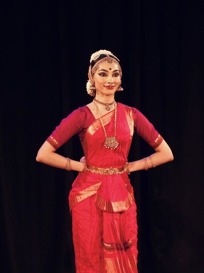 A regal pose from my performance at the Music Academy. The posture and gaze convey the character's confidence and grace.