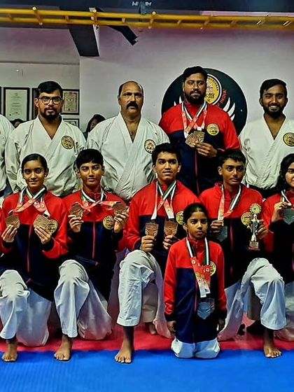 Our winning team from the UAE karate championship in Dubai. We provide opportunities for our students to test their skills against international competition, and they always make us proud.
