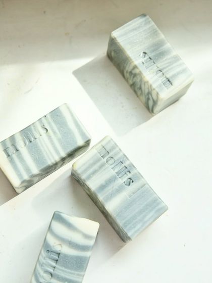 An arrangement of 'Minty Breeze' bars, scented with peppermint and spearmint essential oils.