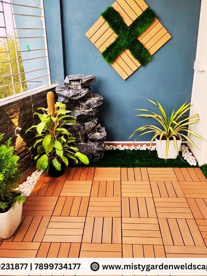 Even a small balcony has the potential to become a personal oasis. At this Kudlu Gate apartment, we used durable WPC deck tiles, a compact water fountain, and carefully selected plants to transform a simple space into a cozy and refreshing corner for daily relaxation.
