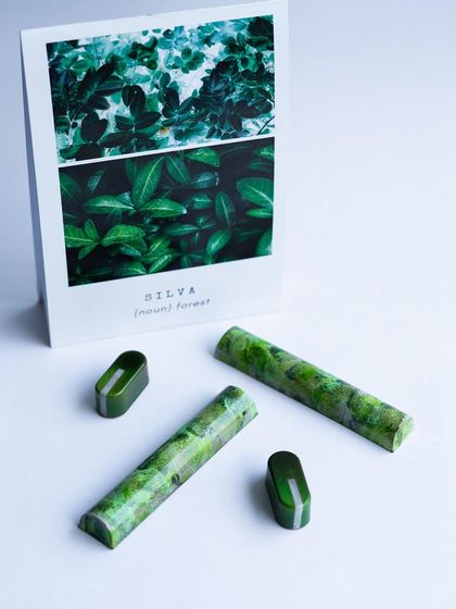 These "Silva" bonbons, inspired by the forest, use shades of green to create a marbled, natural look, filled with a complementary flavor.