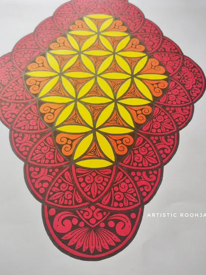 A full view of the elongated mandala, showcasing how the patterns flow and connect. This style is perfect for bookmarks or unique wall art.