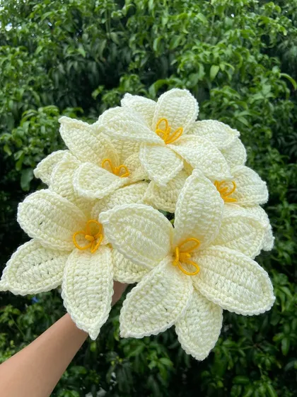 A full bouquet of the new pale yellow lilies.