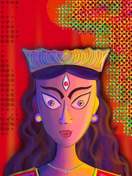 Inspired by the colors of "Spider-Man: Across the Spider-Verse," this is my modern take on Goddess Durga. I wanted to blend my childhood memories of the festival with a contemporary, pop-art aesthetic.