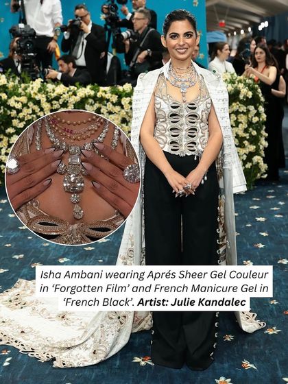 Isha Ambani's Met Gala look featured a stunning black French manicure. This is a perfect example of how nail art can complement high fashion.