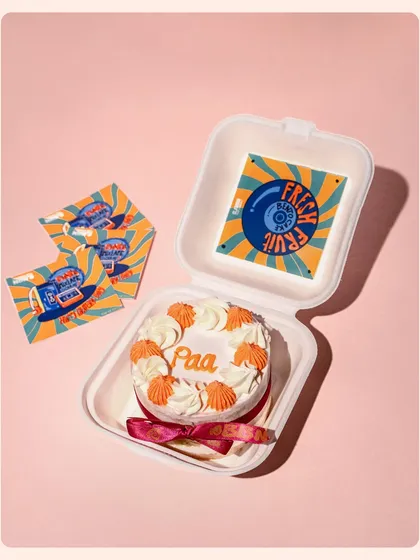 Bright, bold, and fun. For this home baker's custom cake, I used a vibrant, color-blocked background to make the product pop. This style is great for brands with a youthful and energetic personality.