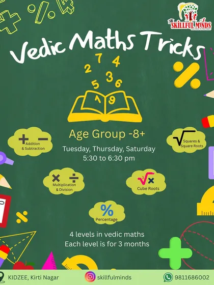 Vedic Maths tricks help children aged 8 and above tackle complex calculations with ease. This program improves mental agility and makes math fun and accessible.