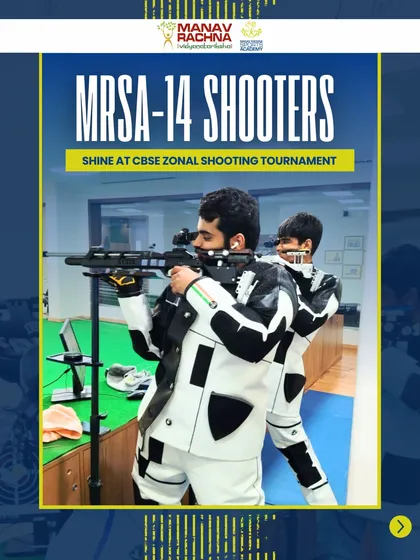 Our shooters from MRSA-14 shine at the CBSE Zonal Shooting Tournament. This image captures the focus and precision that led them to qualify for the Nationals.