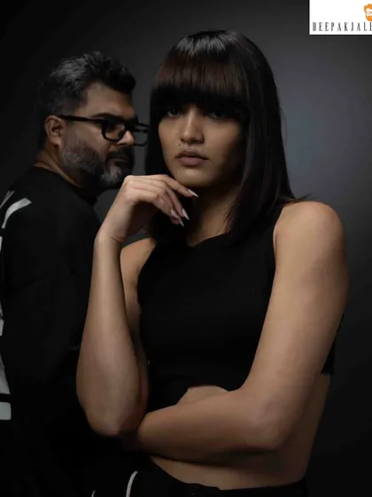 A powerful, sleek look created for a Schwarzkopf Professional shoot. The sharp, full-fringe bangs and clean lines give this style a bold, high-fashion edge that stands out.