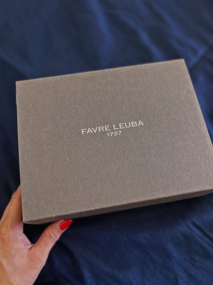The starting point for a luxury groom's gift. The clean, elegant box from Favre Leuba sets the tone for the sophisticated and thoughtful packaging that will be built around it.