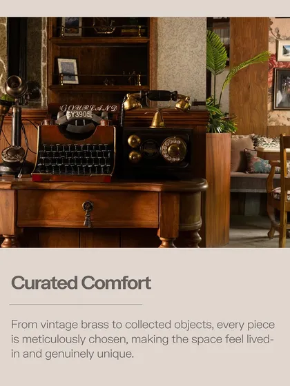 From vintage brass to collected objects, every piece at Echoes was meticulously chosen. This curated approach makes the space feel genuinely unique and lived-in, as if assembled over many years.