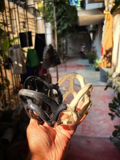 A pair of sculptural, abstract forms made by Shreya. It’s so exciting to see students move beyond functional items and explore pure form.