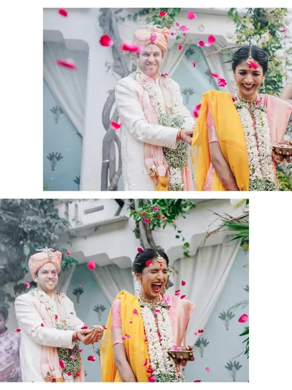 More moments of laughter and love during the post-ceremony rituals. The bride's genuine expressions show the fun and relaxed atmosphere we strive to create, even amidst the most important traditions.