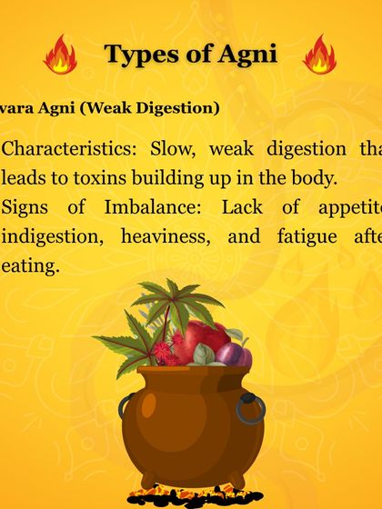 Avara Agni, or weak digestion, can lead to a buildup of toxins, known as 'aam'. This often results in a lack of appetite, heaviness, and fatigue after meals. My goal is to help you strengthen your Agni for better health.