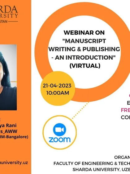 This poster details our first virtual session for an overseas institution, Sharda University, Uzbekistan, where I introduced the fundamentals of manuscript writing and publishing.