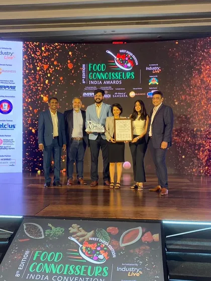 Our team on stage at the Food Connoisseurs India Awards. It is a privilege to be recognised by our peers and a jury of esteemed chefs for our work.