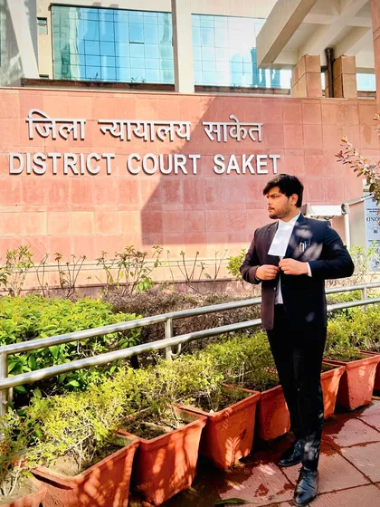 In front of the Saket District Court. I am familiar with the workings of all major district courts in Delhi, which benefits my clients' cases.