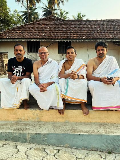 With my father and fellow seekers, dressed in traditional attire. Connecting with our roots and our elders is an important part of living a dharmic life.