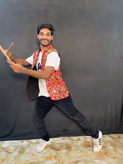 A classic Dandiya Raas pose. I teach both Garba and Dandiya, making sure you are ready for Navratri or your wedding sangeet.