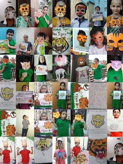 The creativity of our students knows no bounds! This collage showcases the diverse and unique tiger masks and posters created during our fun and educational activity.