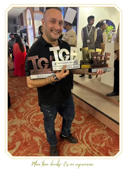 A moment of triumph at The Gourmet Fest 2025. Our founder is pictured here holding four prestigious awards, including Bar Trendsetter of the Year, Mixologist of the Year, and Bar of the Year, highlighting our comprehensive excellence.