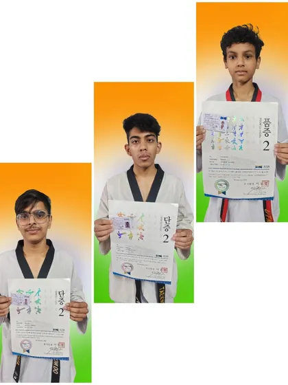 Three of my students who have successfully achieved their 2nd Dan or 2nd Poom Black Belt status, a demonstration of advanced skill and long-term commitment.