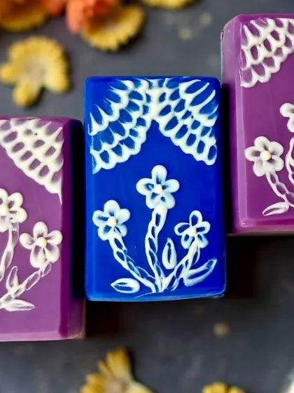 My brush embroidery soaps. While I wasn't perfectly happy with the result, I submitted them anyway to keep my monthly participation streak alive.