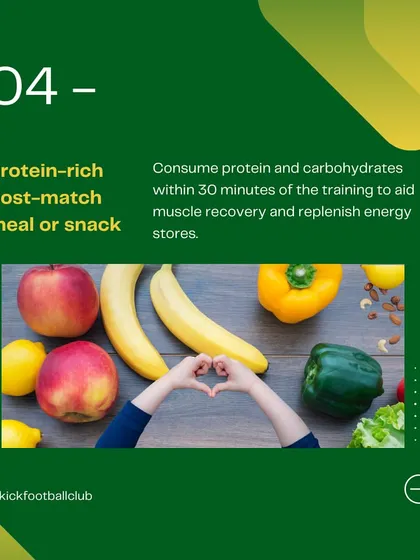 A guide to the right nutrition for aspiring footballers. A protein rich post match meal is crucial for muscle recovery.