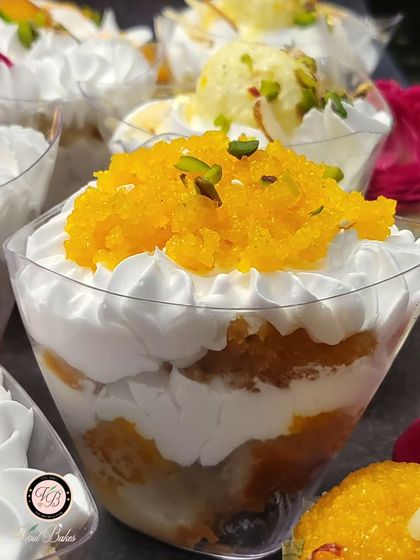 A close-up of my Motichoor Tres Leches. The combination of the soft, milky cake with the texture and flavor of motichoor ladoo is just amazing.