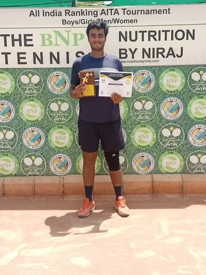 Here is one of our champions, Niraanjan Singh, posing with his trophy at an All India Ranking AITA Tournament. We host these official events to provide a platform for junior players to earn national ranking points.