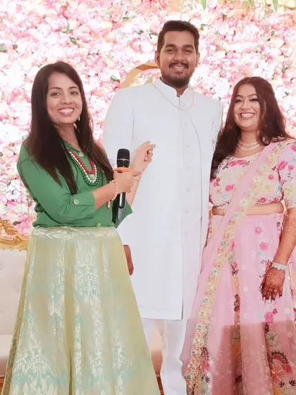 With one of the lovely couples, Jinal and Renil, at the joint engagement ceremony.