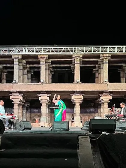 A full stage view at Hampi Utsav. Performing amidst these ancient ruins is a humbling reminder of the timeless power of art.