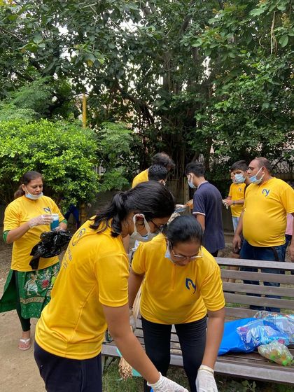 Teamwork in action as our volunteers sort and bag the waste collected during the cleanliness drive.