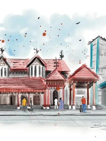 My digital painting of the historic Bandra Station, created during a heritage festival. This piece blends architectural detail with a soft, atmospheric feel, showing how we can capture the grandeur of city landmarks in our unique style.