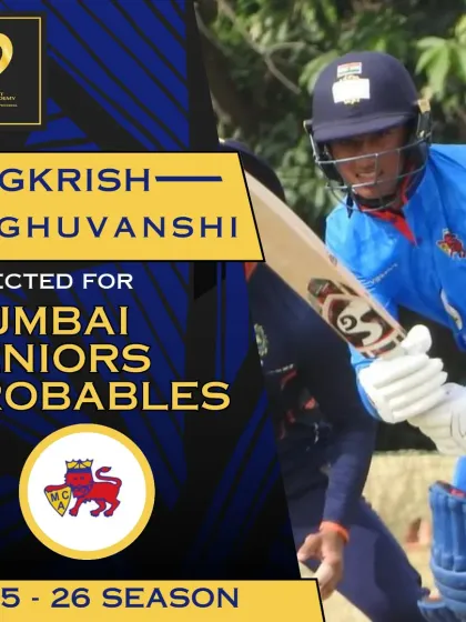 The pathway to the top. Congratulations to Angkrish Raghuvanshi on his selection for the Mumbai Seniors Probables for the upcoming season.