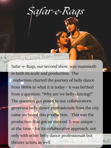 A look at "Safar-e-Raqs," our 2018 production that charted the historical journey of belly dance and was unique for its collaborative approach with other artists.