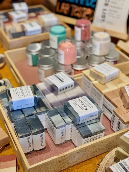 Our pop-up display is full of color and texture, inviting customers to explore our full range of products.