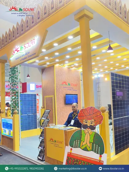 A look inside our vibrant, Rajasthan-themed stall at the Harit Bharat Expo in Kota. We showcased our premium solar panels and shared localized energy insights with visitors.