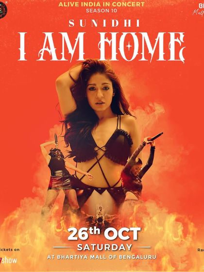 The fiery poster for Sunidhi Chauhan's 'I AM HOME' tour, presented by Alive India in Concert.